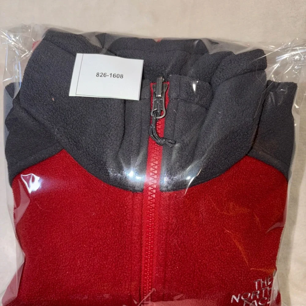 The North Face Mens Full Zip Fleece Jacket Red Gray Colorblock Small T260/T660